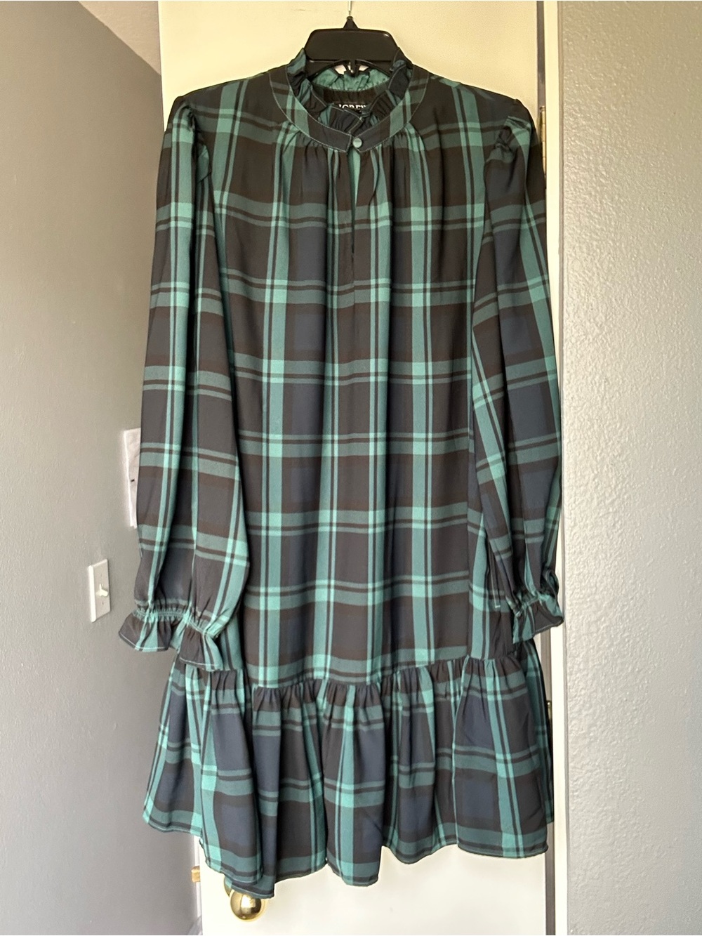 J. Crew ruffle puff-sleeve dress